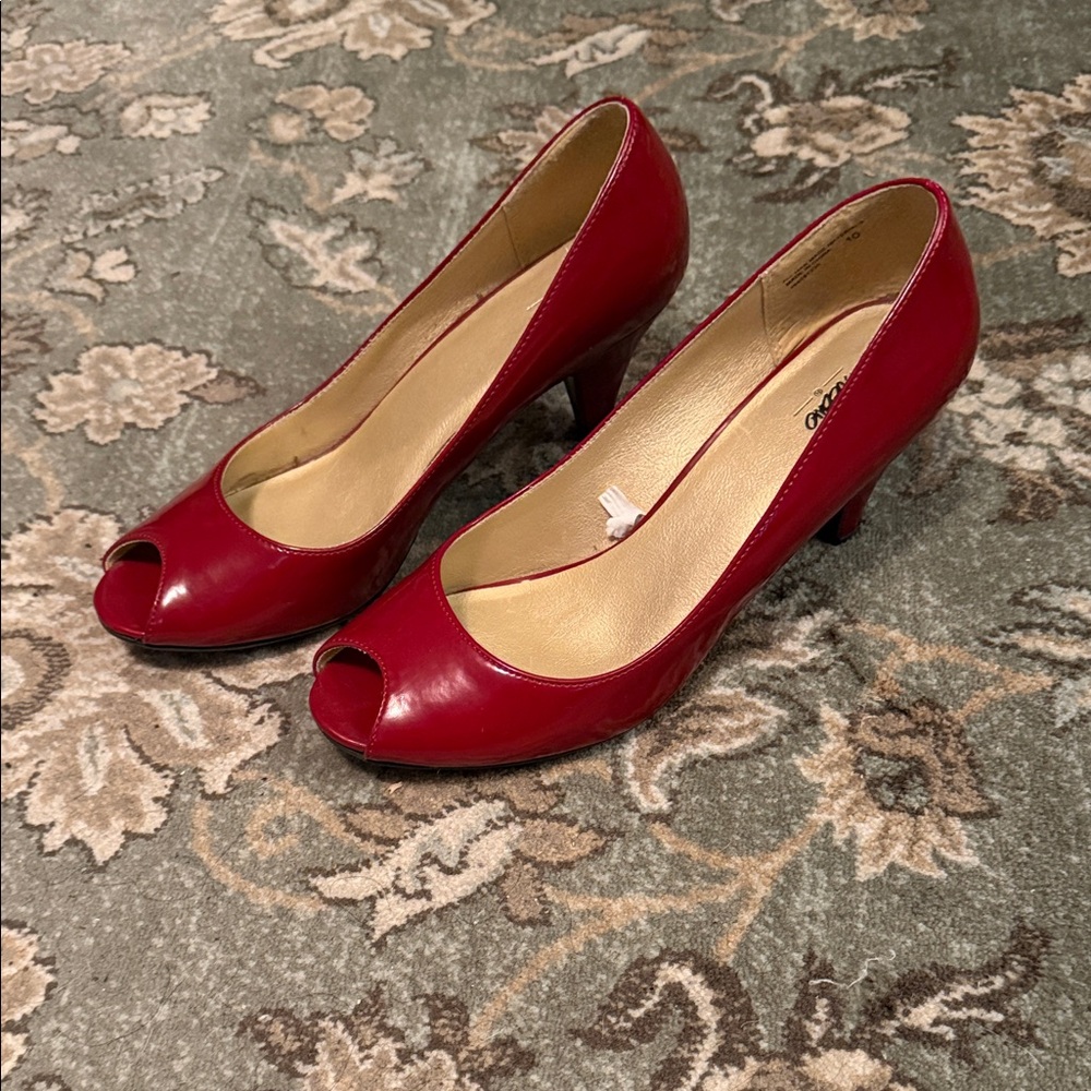 Mossimo Supply Co. Red Peep-Toe Heels